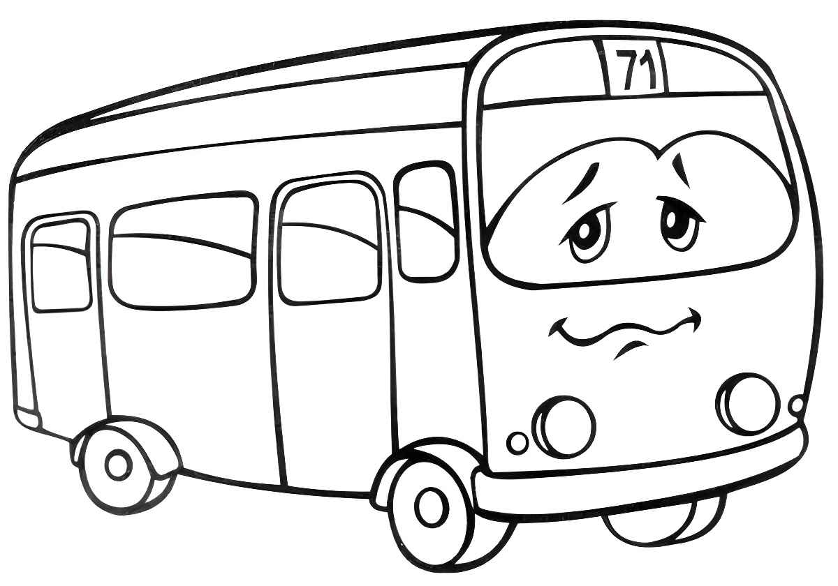 Cartoon school Kombi coloring page.