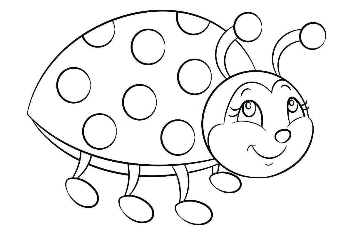 Easy ladybug coloring page for kids.