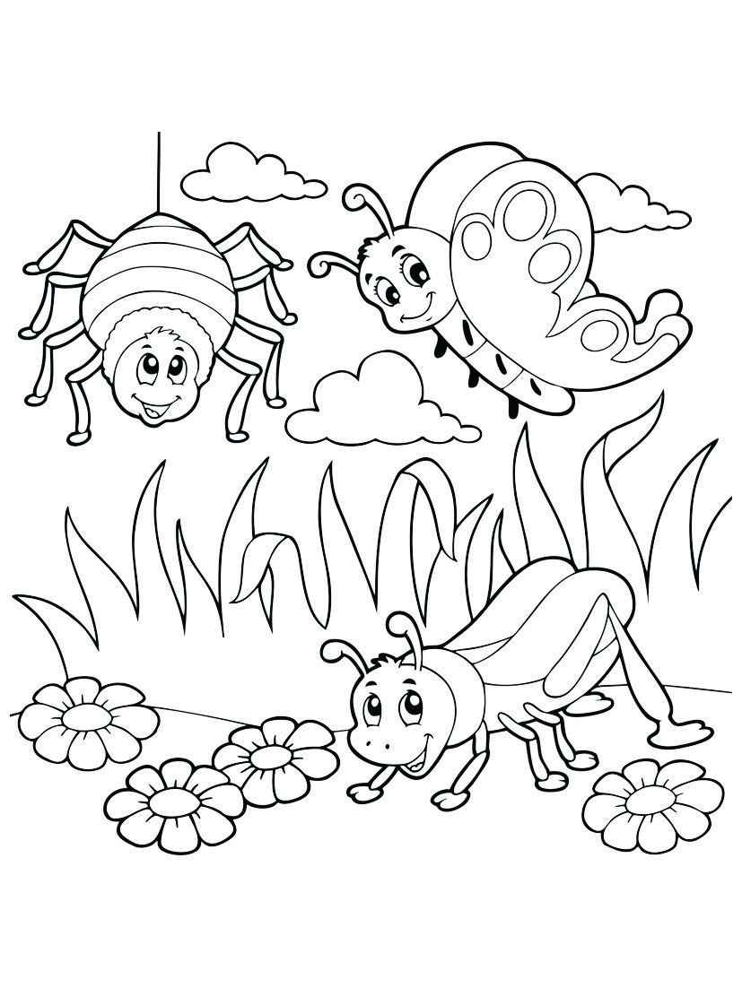 Ladybugs coloring page with multiple ladybugs.