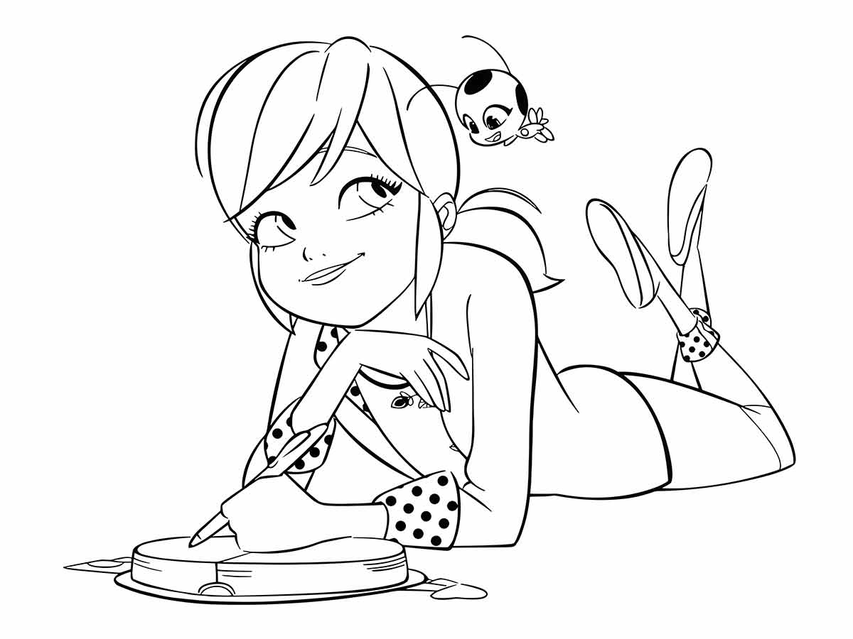 Coloring page of Marinette Ladybug.