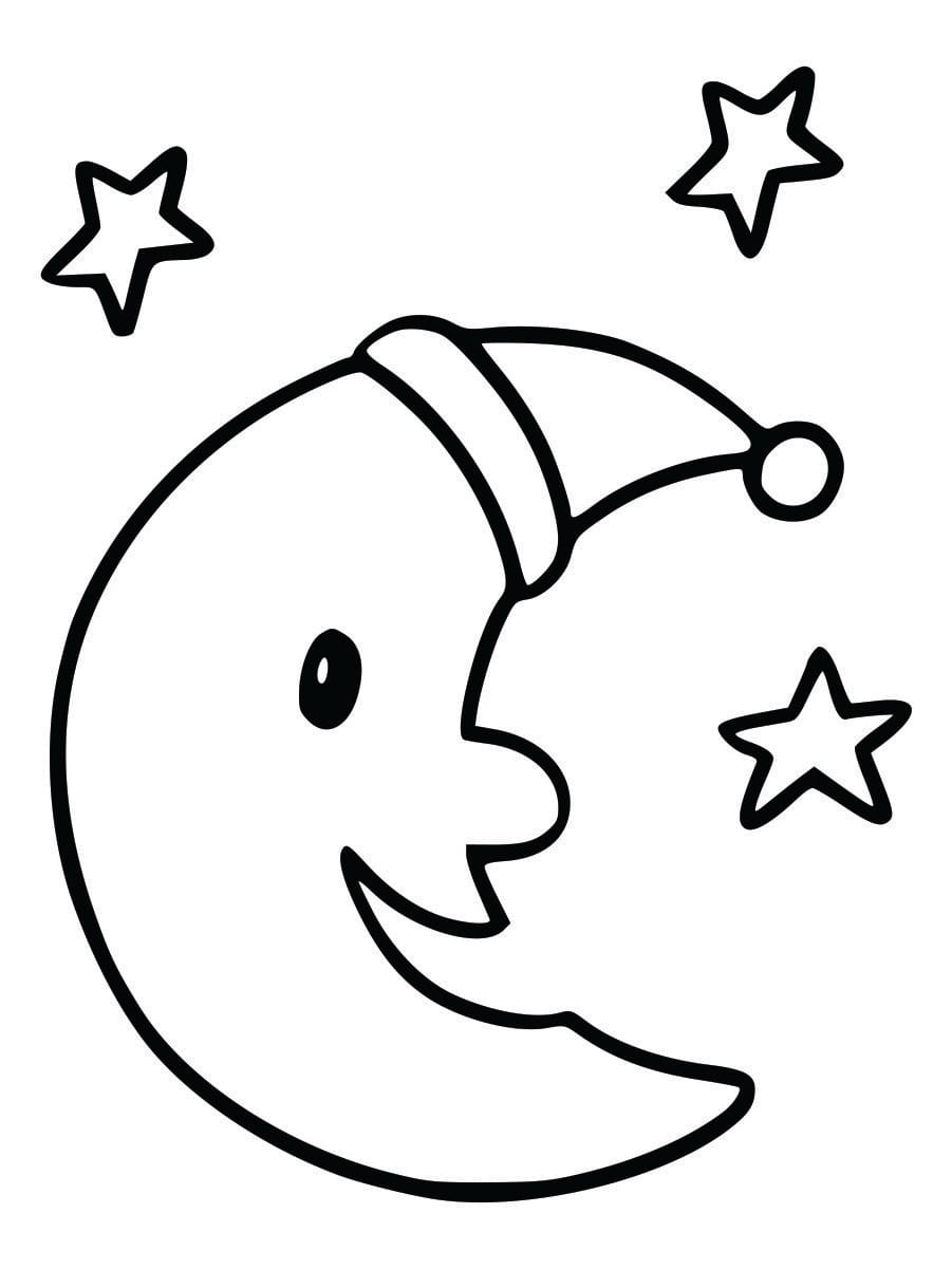 Coloring page of the moon for kids