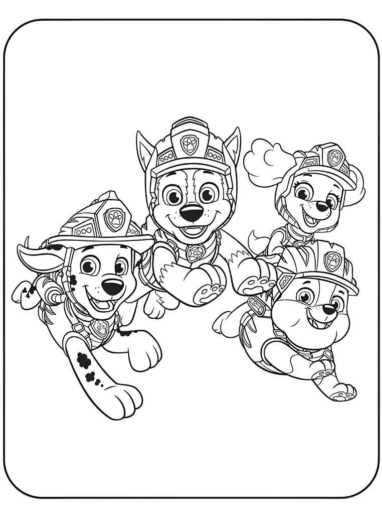 Paw Patrol coloring page ready for challenges