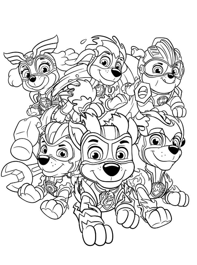 Paw Patrol coloring page of a rescue mission