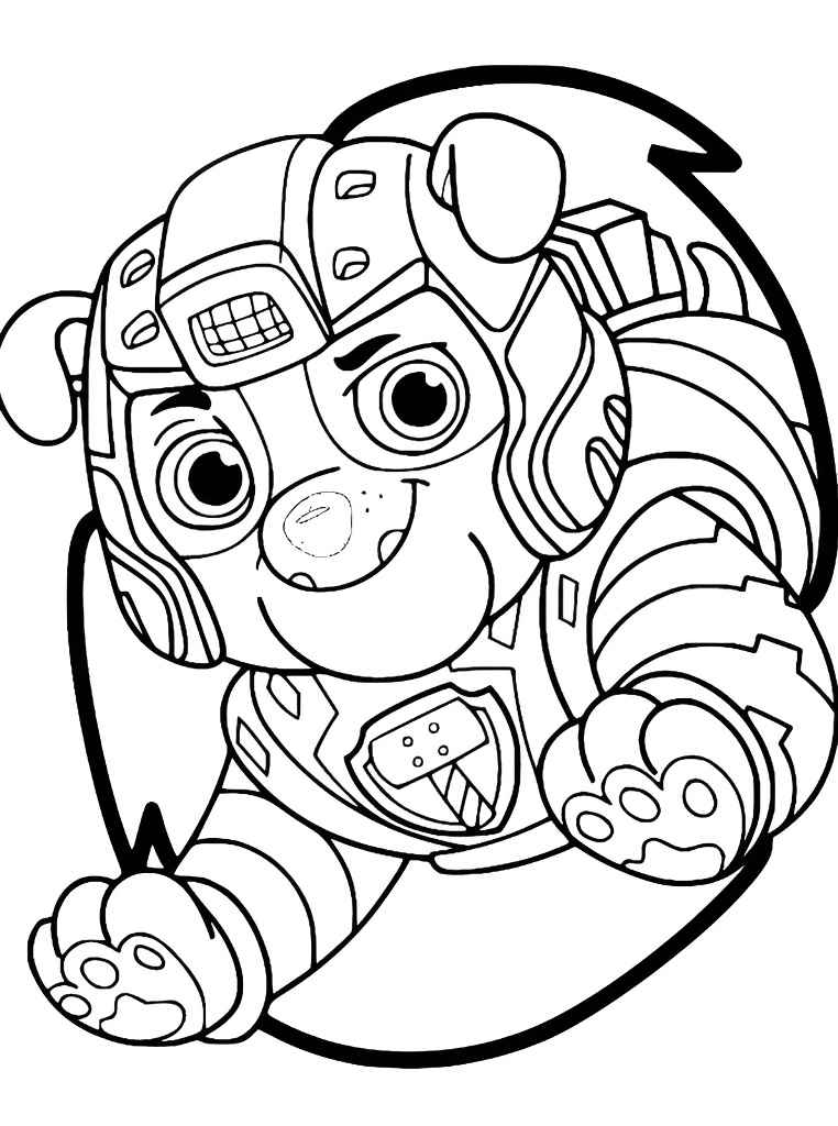 Paw Patrol coloring page of Rubble with helmet