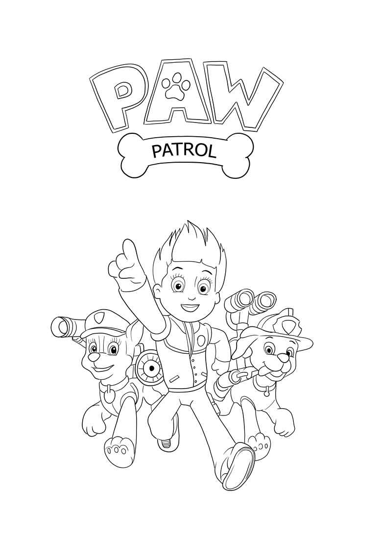 Paw Patrol coloring page to paint