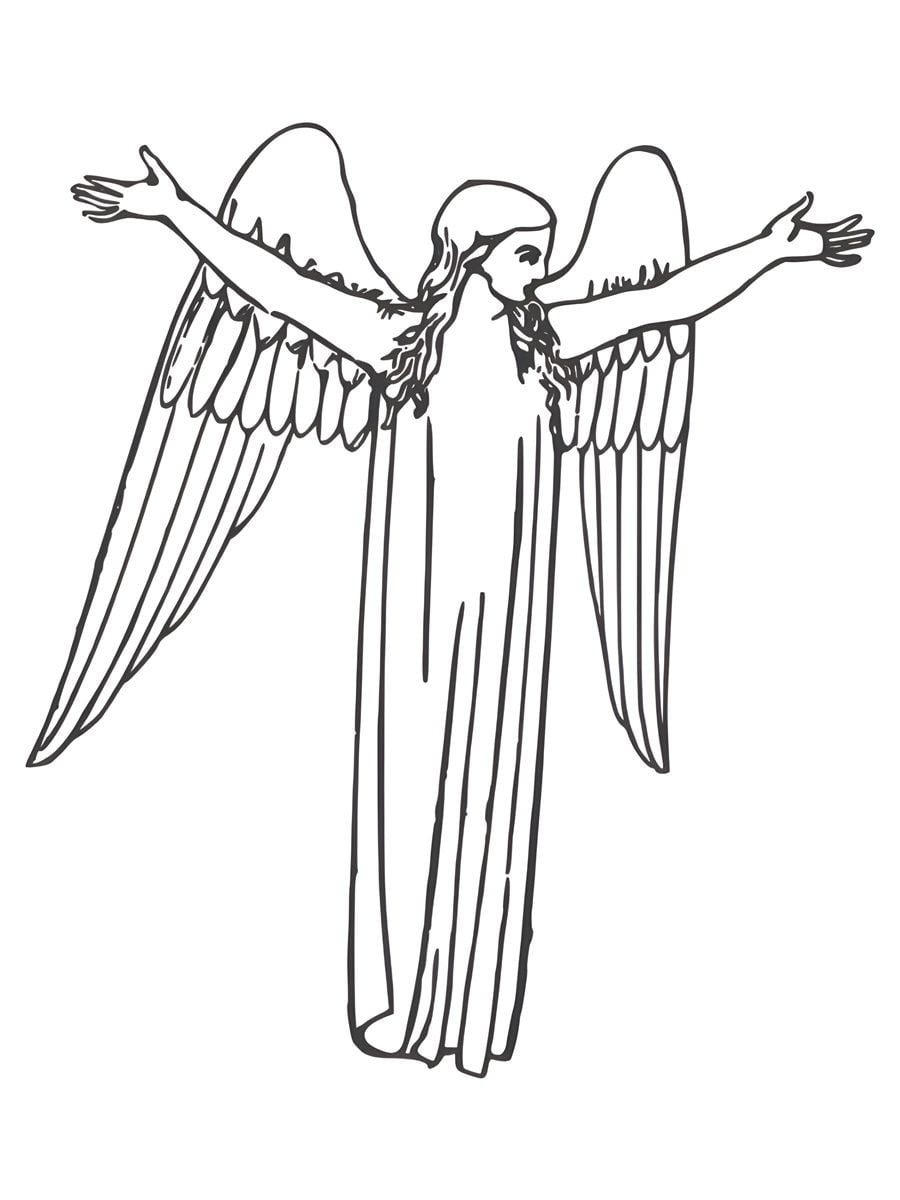 Angel with open arms coloring page