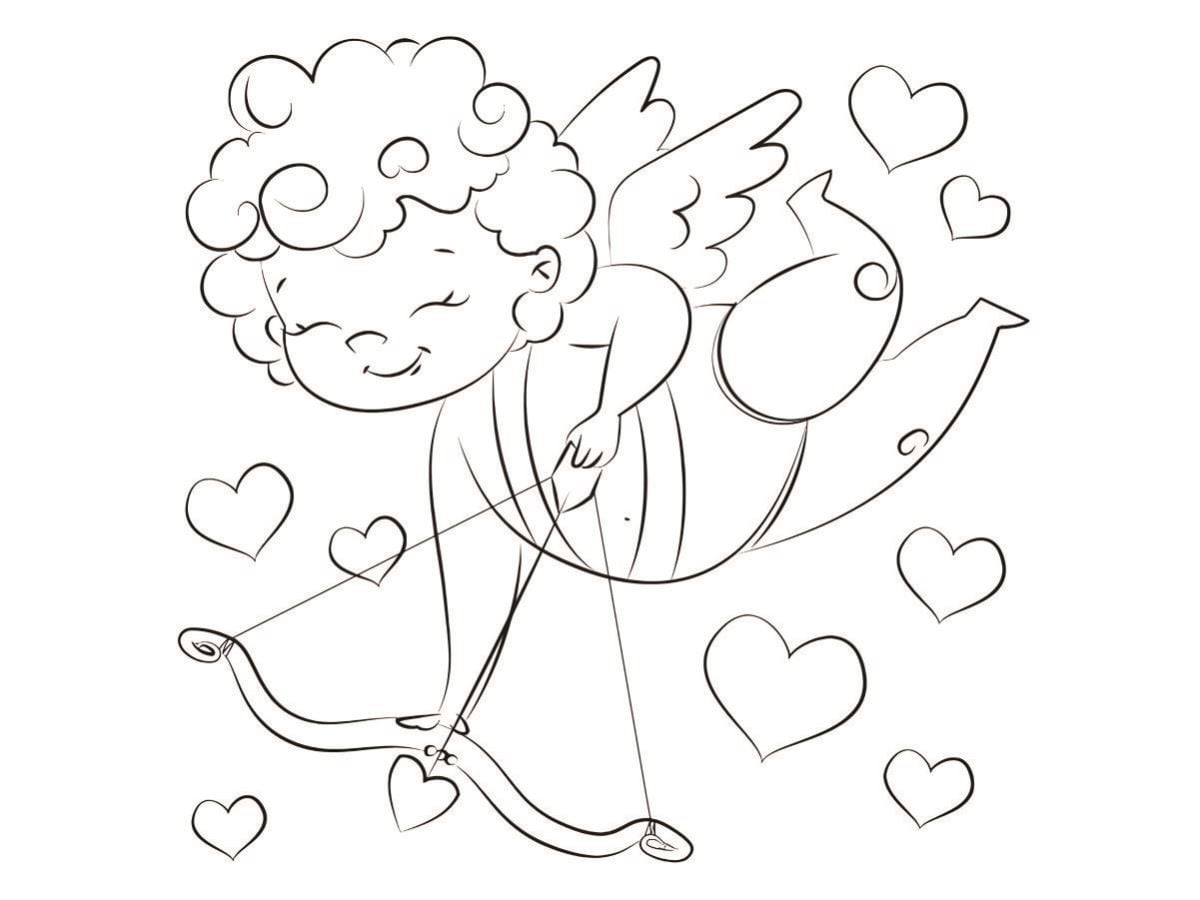 Angel with an arrow coloring page