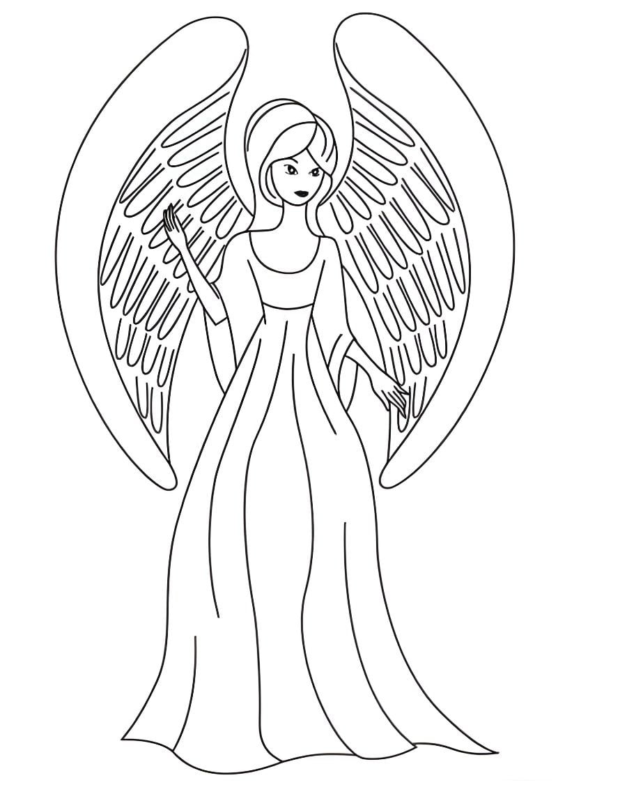 Detailed angel coloring page