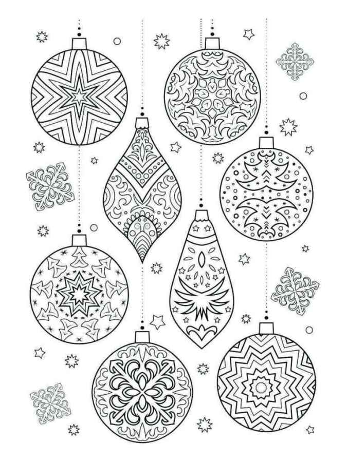 Christmas balls coloring page.