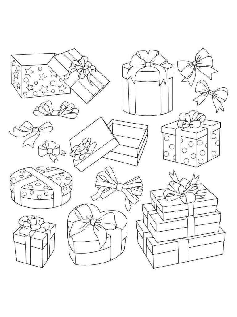 Christmas presents coloring page.