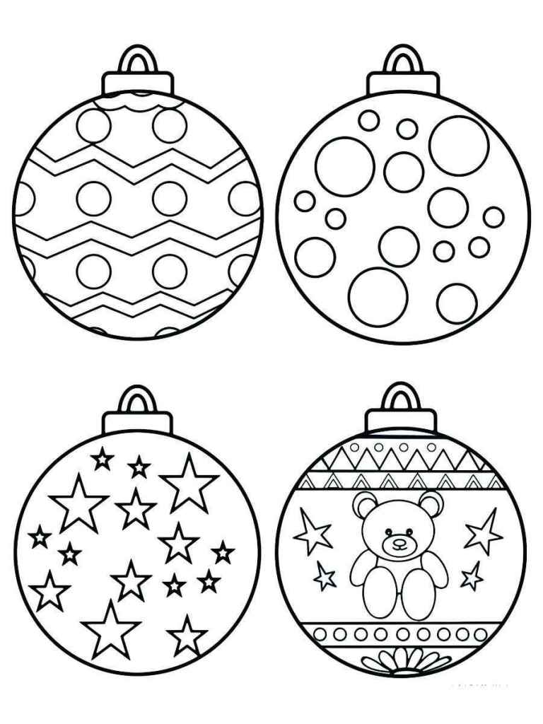 Coloring pages of decorated Christmas tree balls