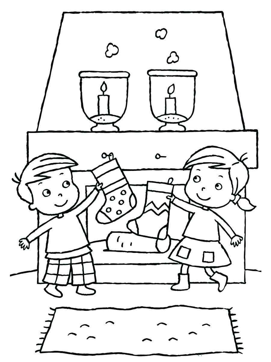 Christmas symbols coloring page.