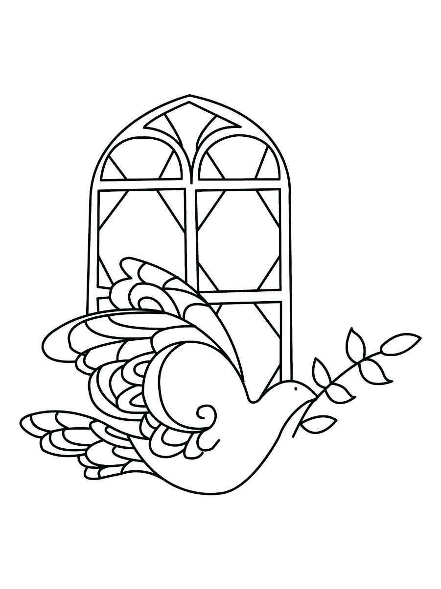 Coloring page of a peace dove