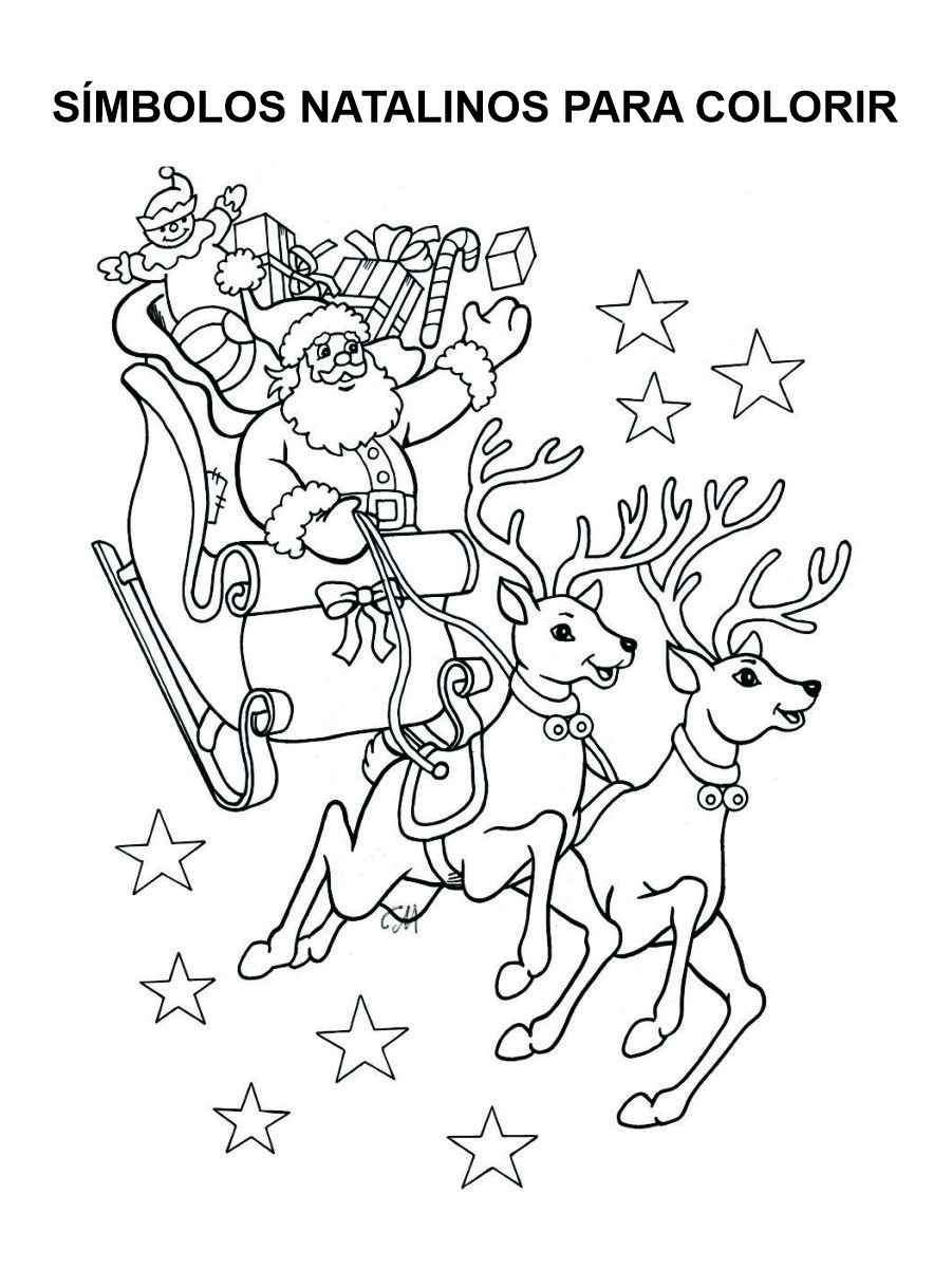 Santa Claus and his sleigh coloring page.