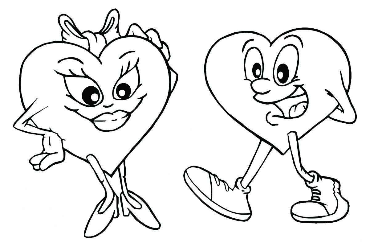 Printable cute heart coloring page