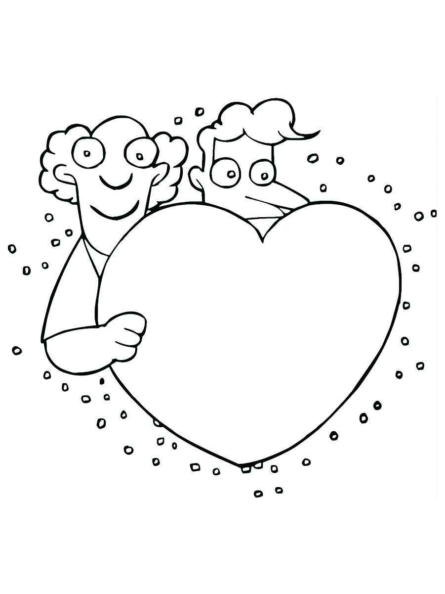 Printable elderly heart coloring page