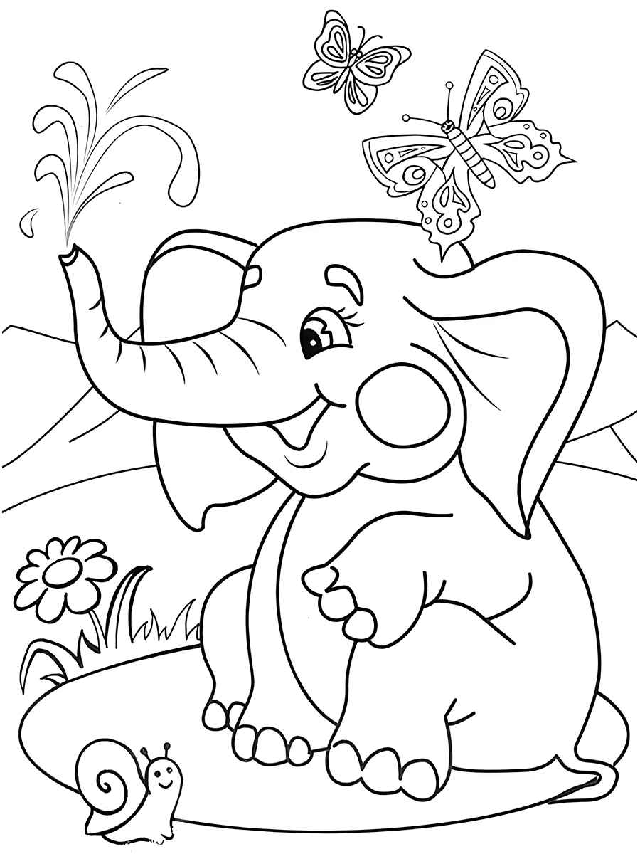 Printable elephant coloring page number 66