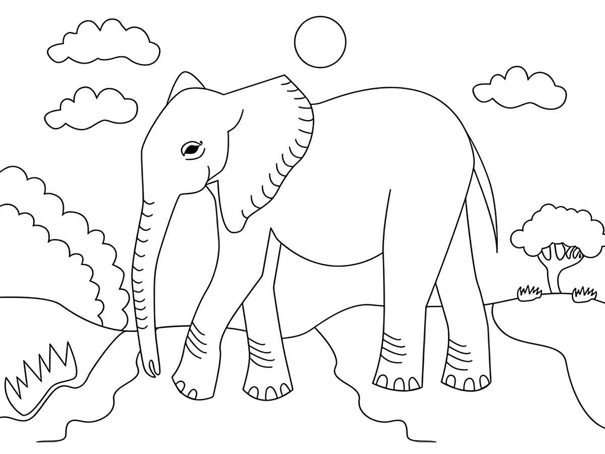 Printable elephant coloring page number 68