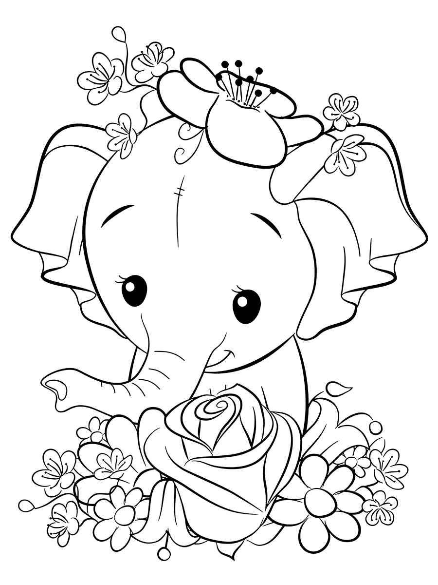 Printable elephant coloring page number 72