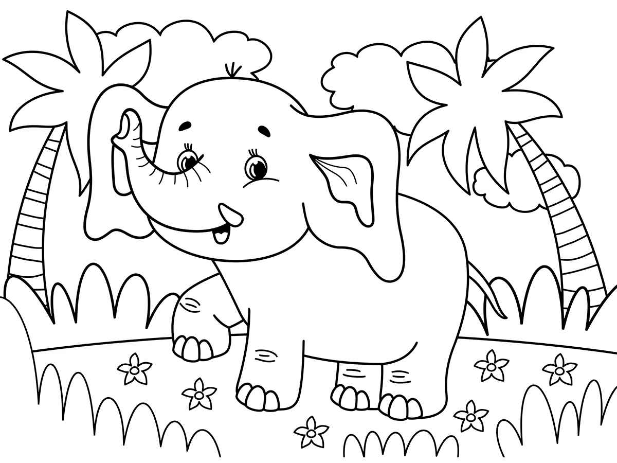 Printable elephant coloring page number 74