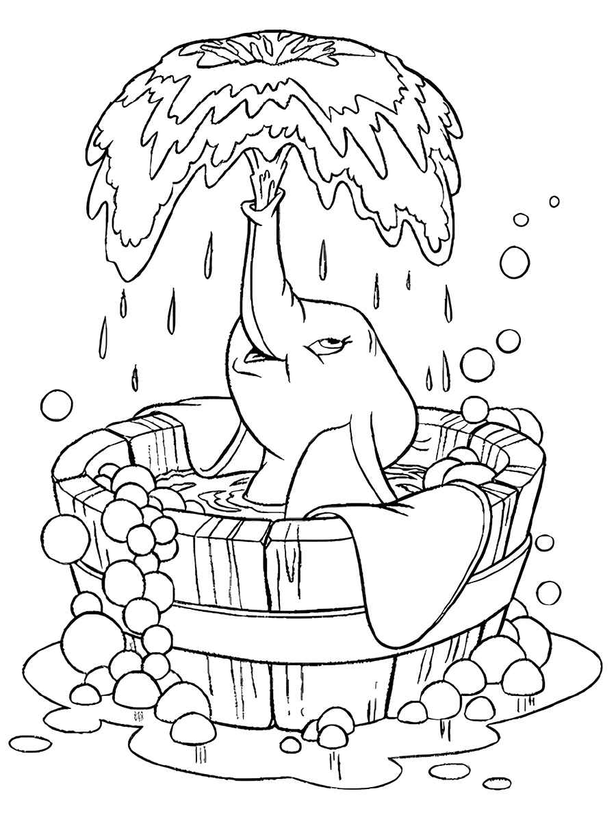 Printable elephant coloring page bath number 2