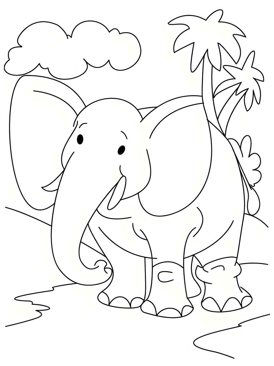 Printable elephant coloring page cute