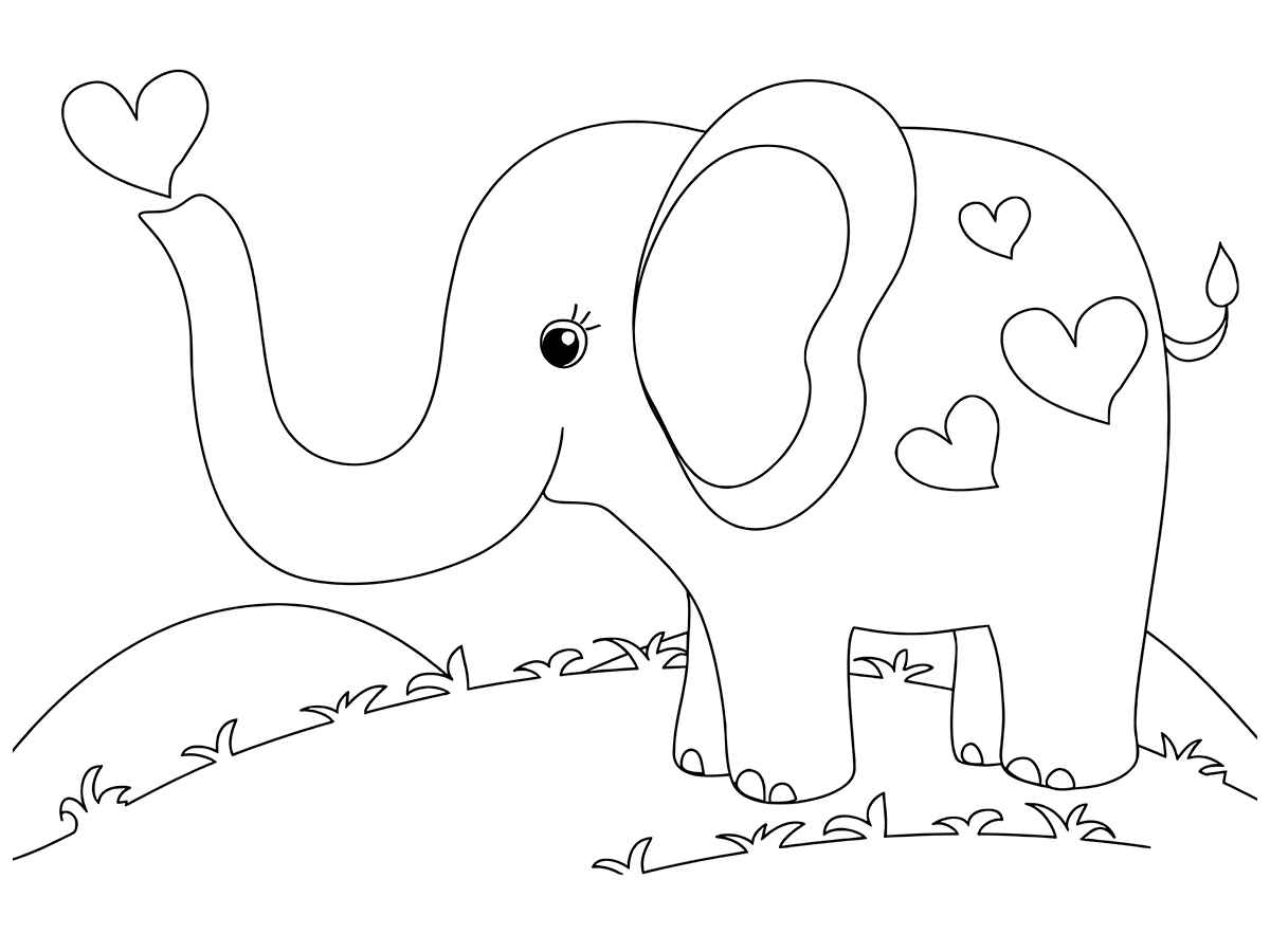 Printable elephant coloring page cutout