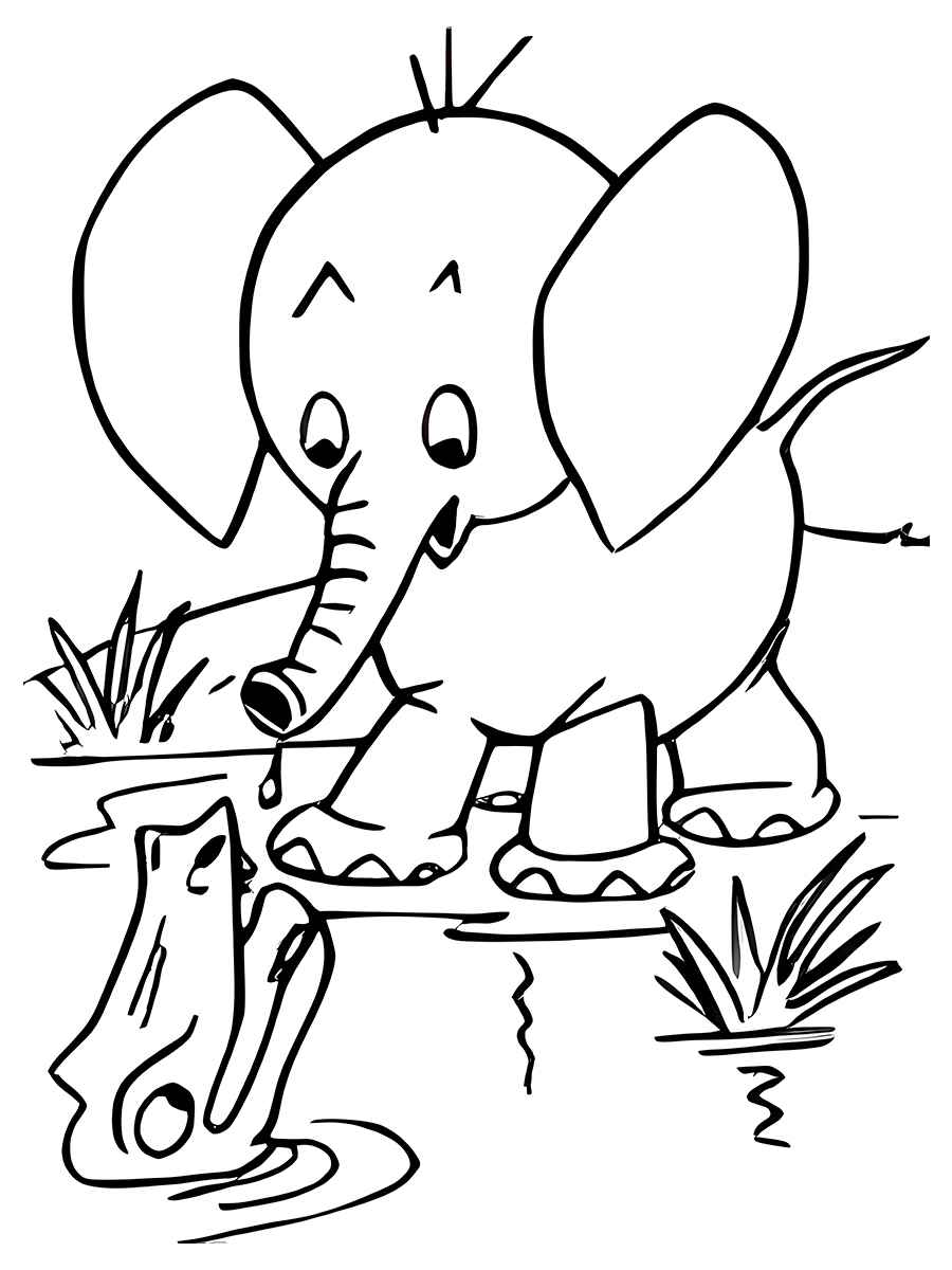 Printable elephant coloring page painting