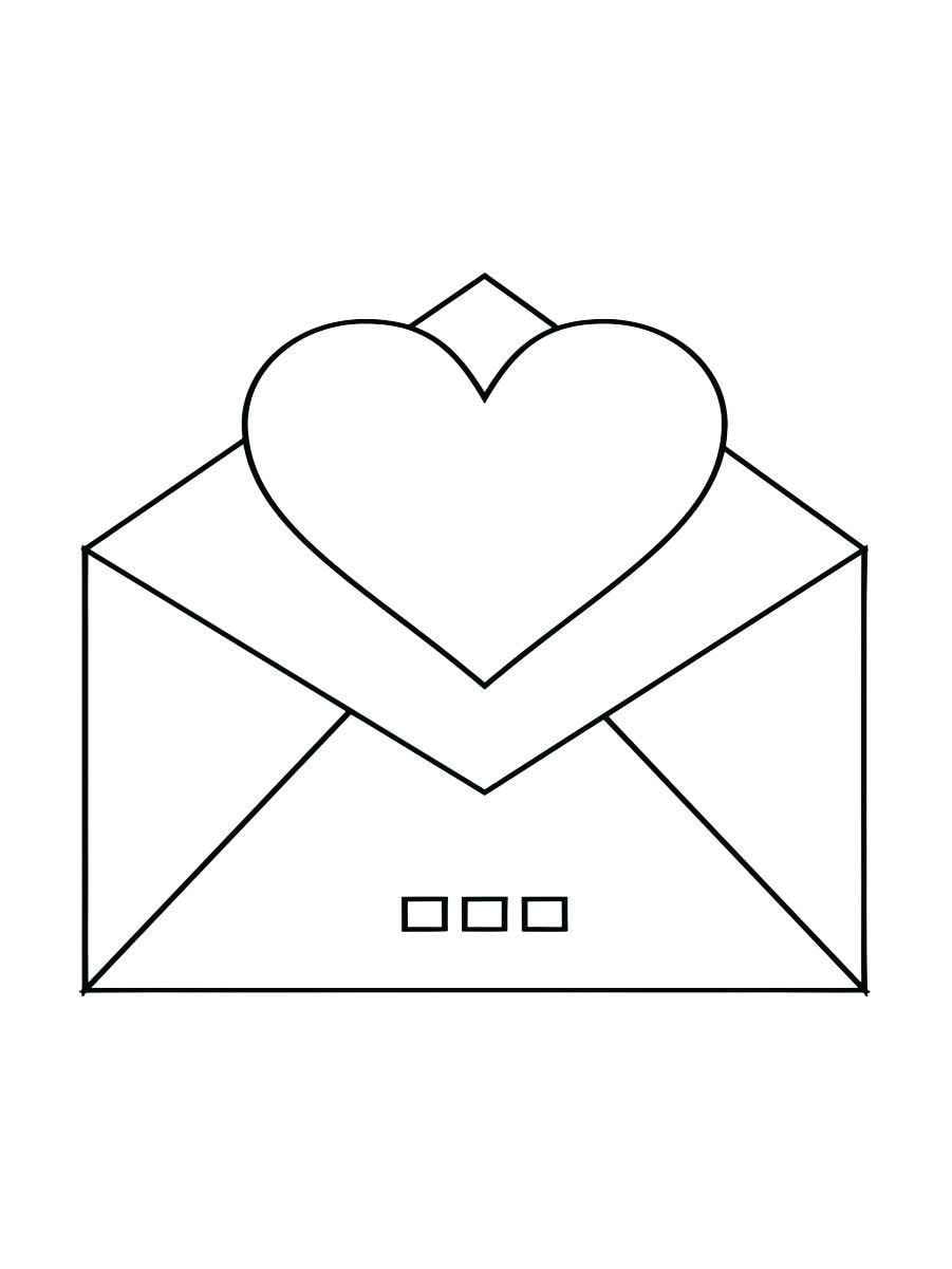 Printable envelope heart coloring page