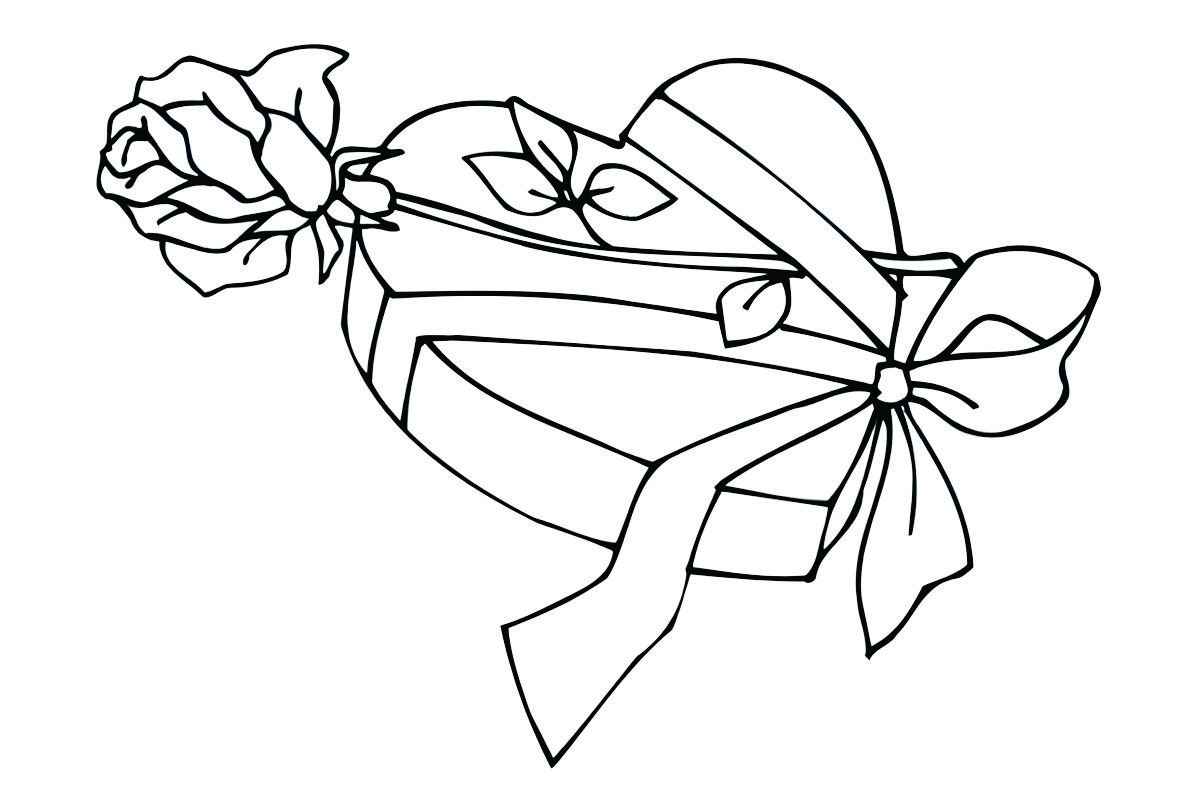 Printable gift heart coloring page