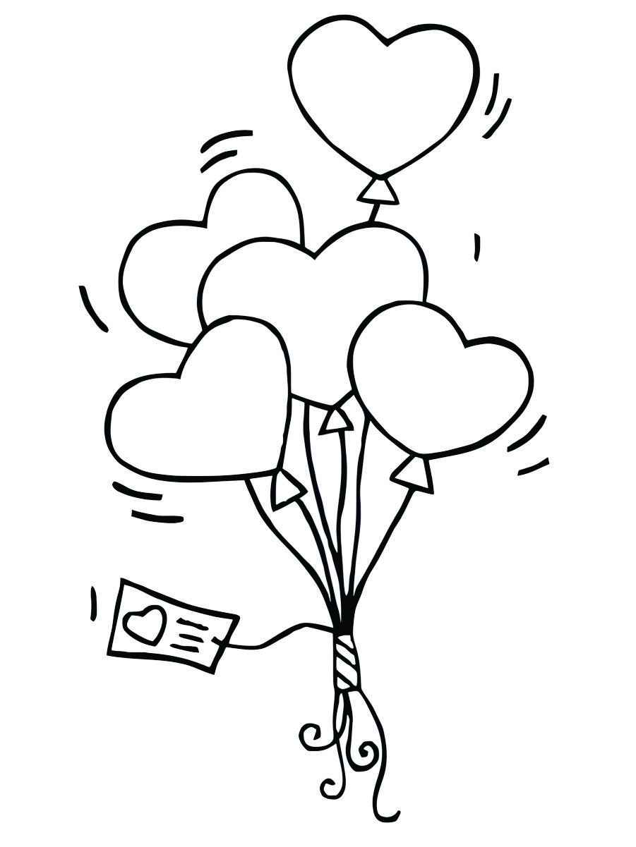 Printable heart balloon coloring page