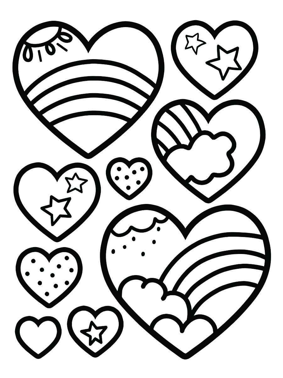 Printable heart coloring page with bold borders