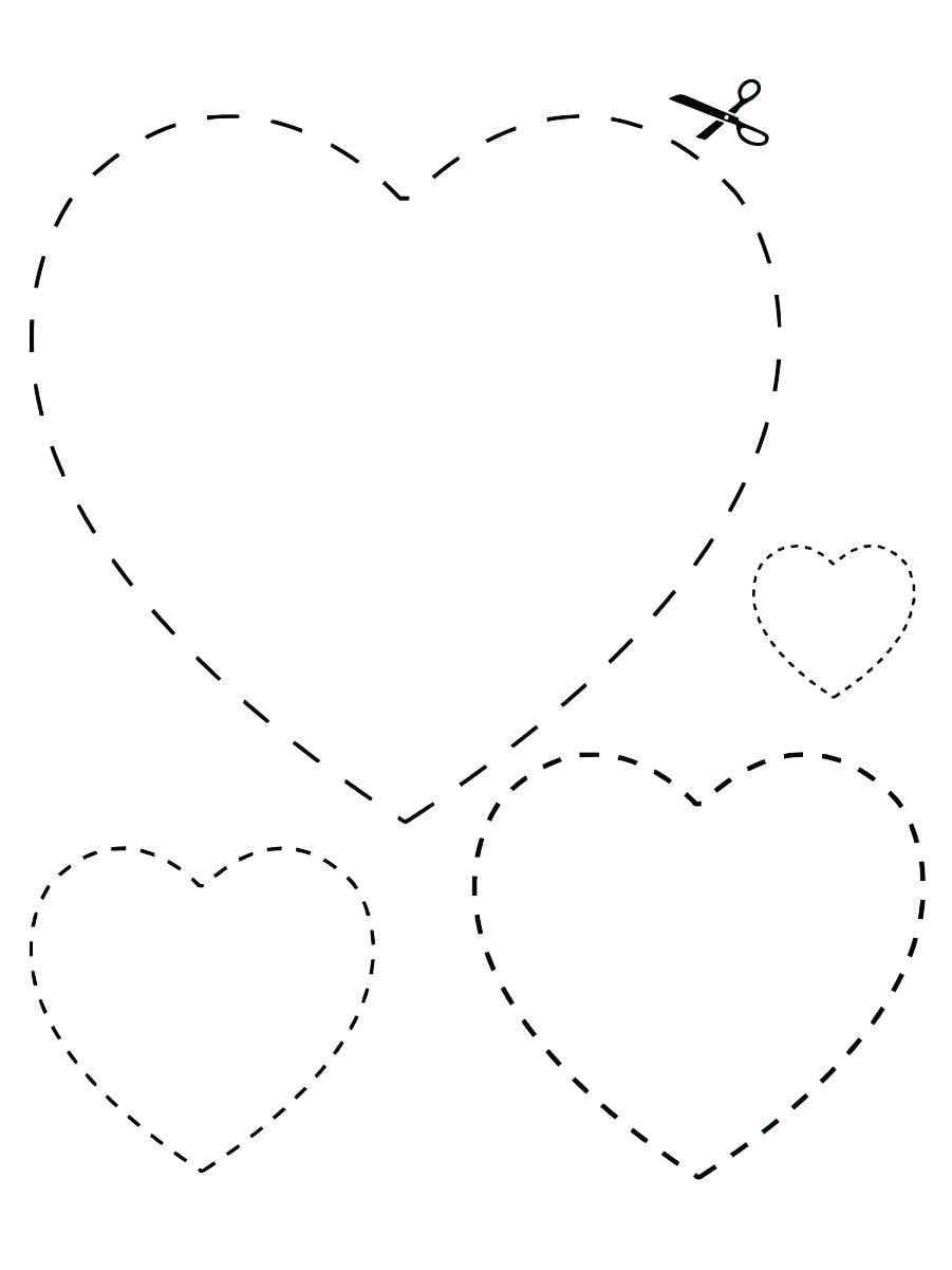 Printable heart coloring page with dotted borders