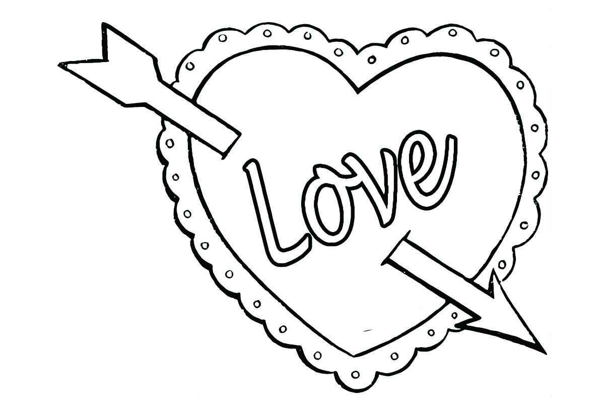 Printable heart coloring page with I love you