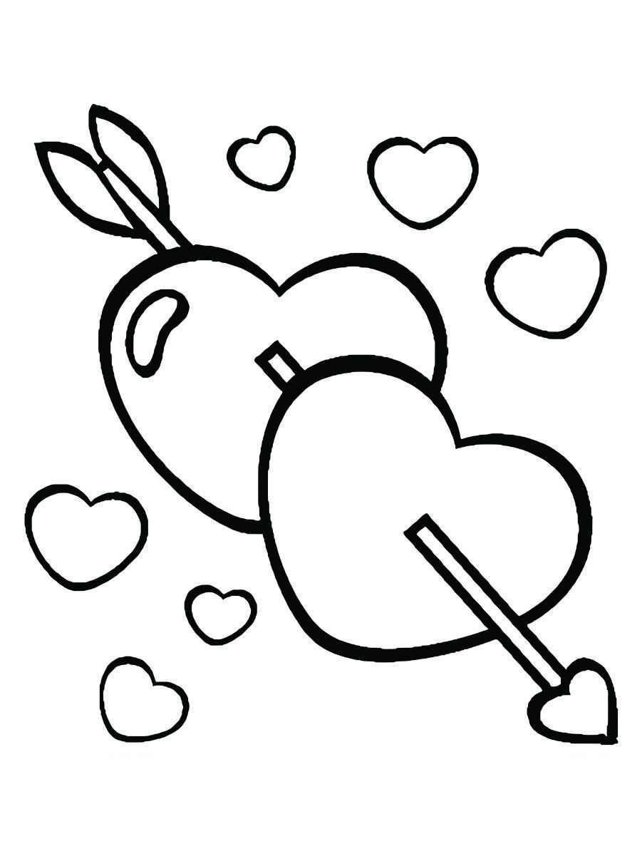 Printable heart coloring page with arrow