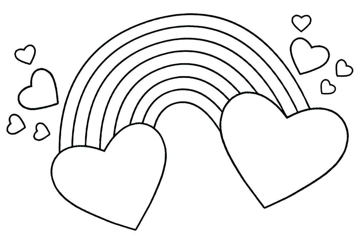 Printable heart coloring page with rainbow