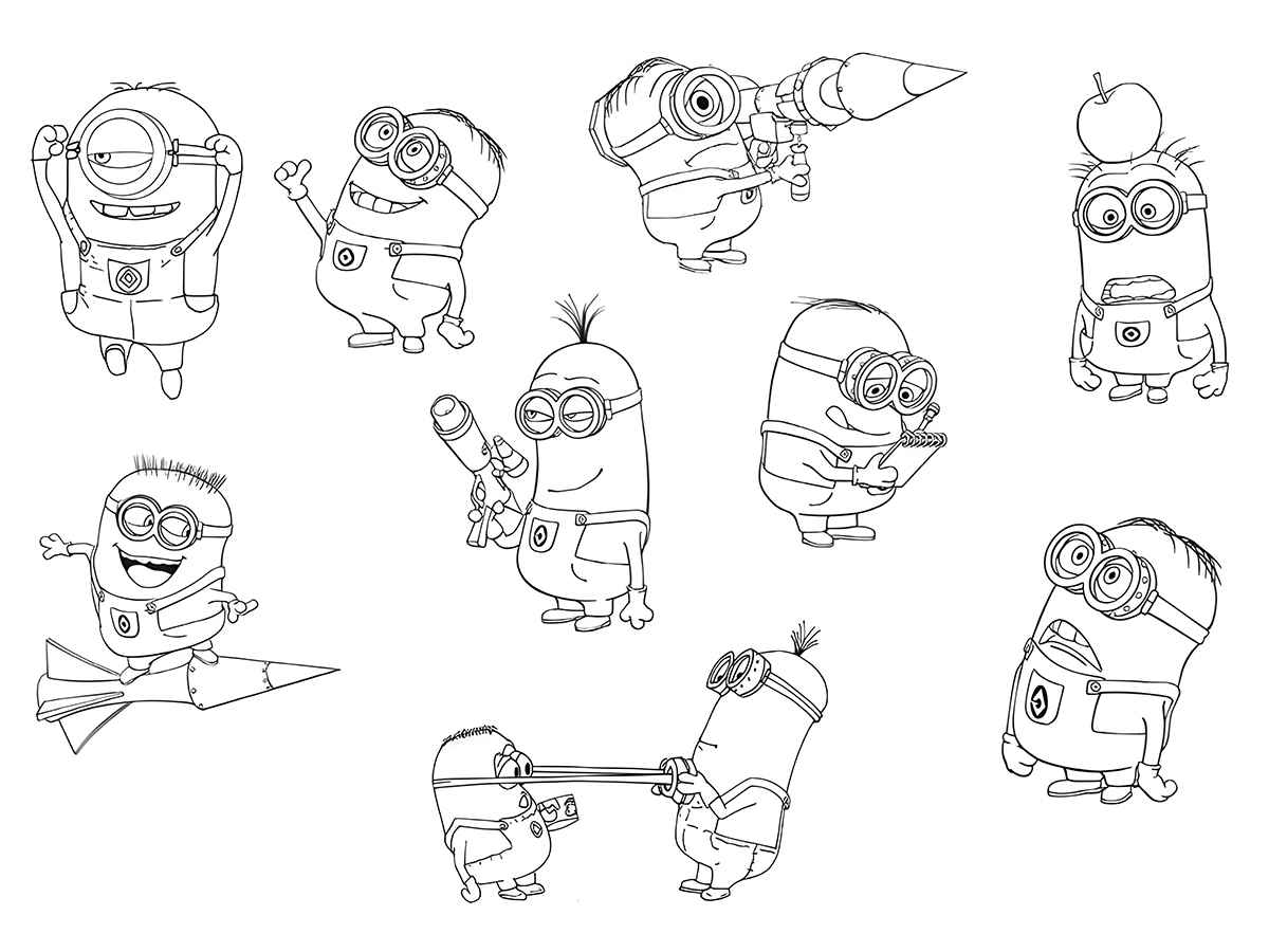 Printable Minions coloring page 56.