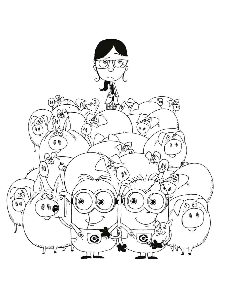 Printable Minions coloring page 64.