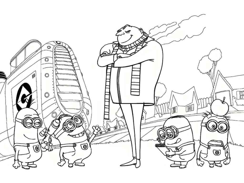 Printable Minions coloring page 74.