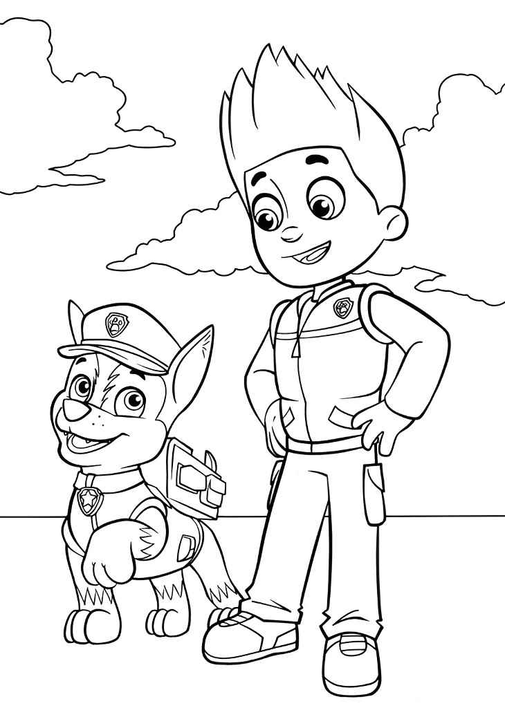 Printable Paw Patrol coloring page of Chase and Ryder