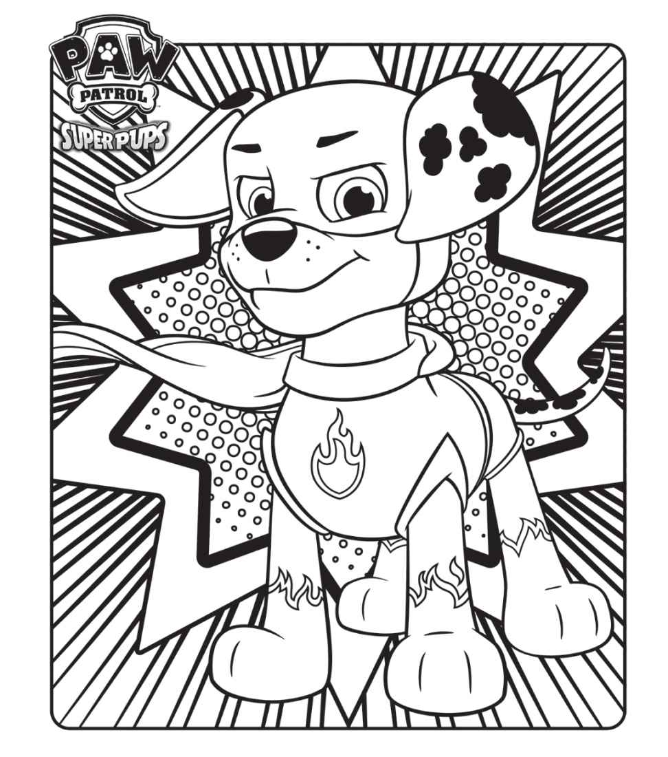 Printable Paw Patrol coloring page of Marshall number 103