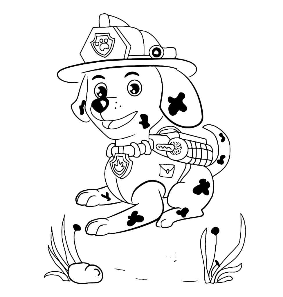 Printable Paw Patrol coloring page of Marshall number 104