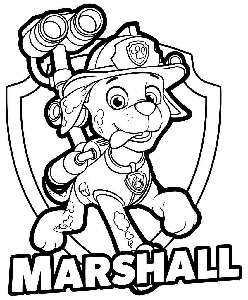 Printable Paw Patrol coloring page of Marshall number 98