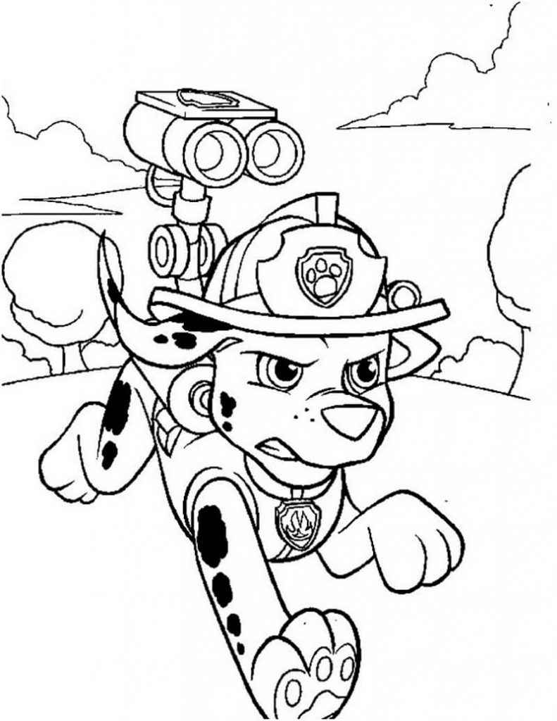 Printable Paw Patrol coloring page of Brave Marshall number 101