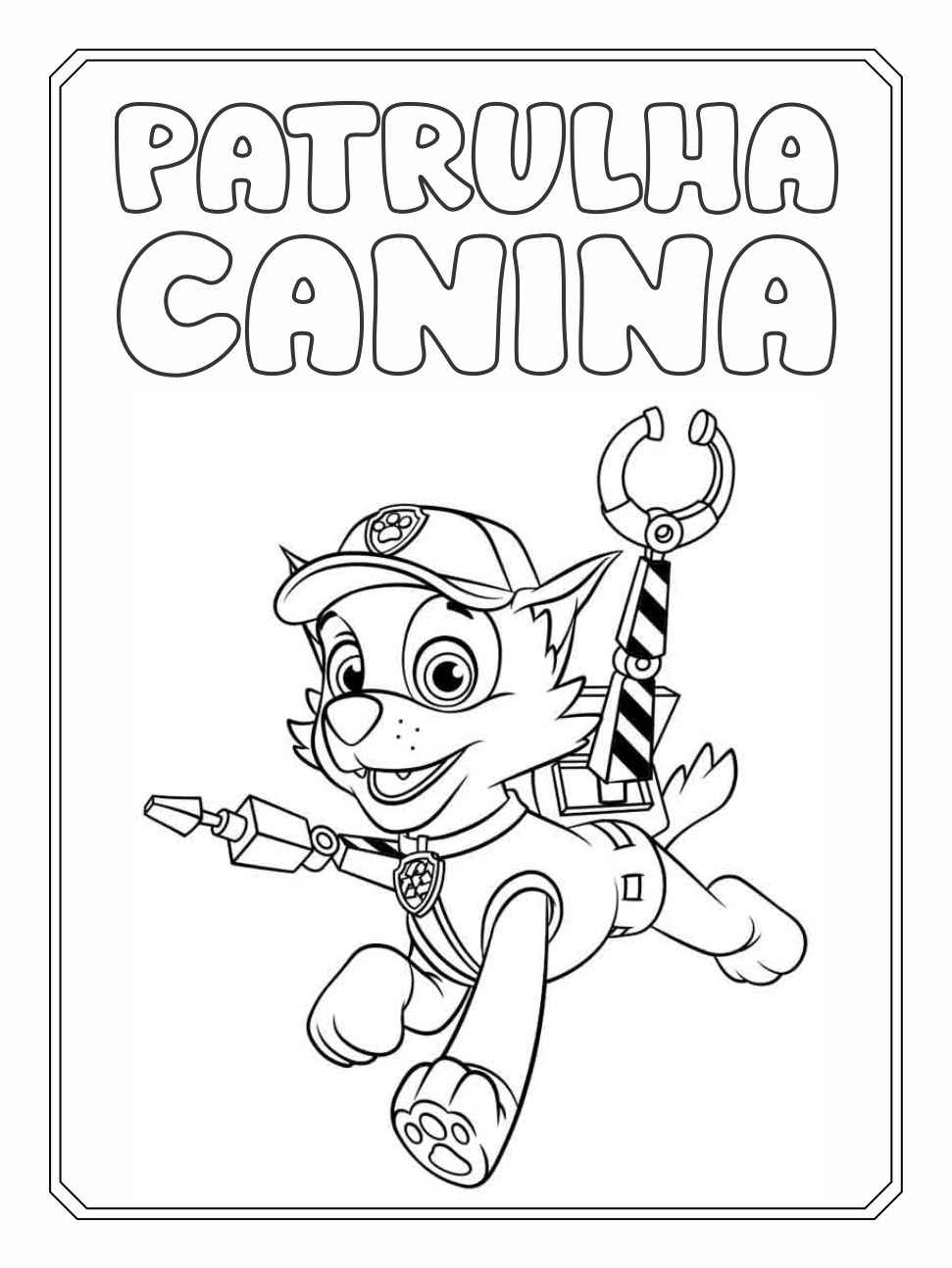 Printable Paw Patrol coloring page of Rocky