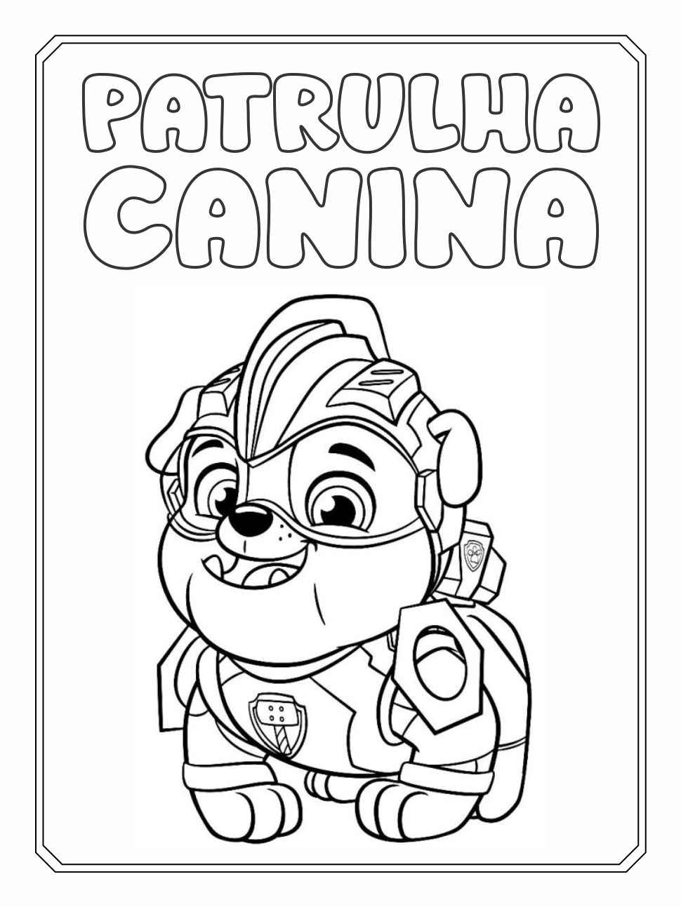 Printable Paw Patrol coloring page of Rubble