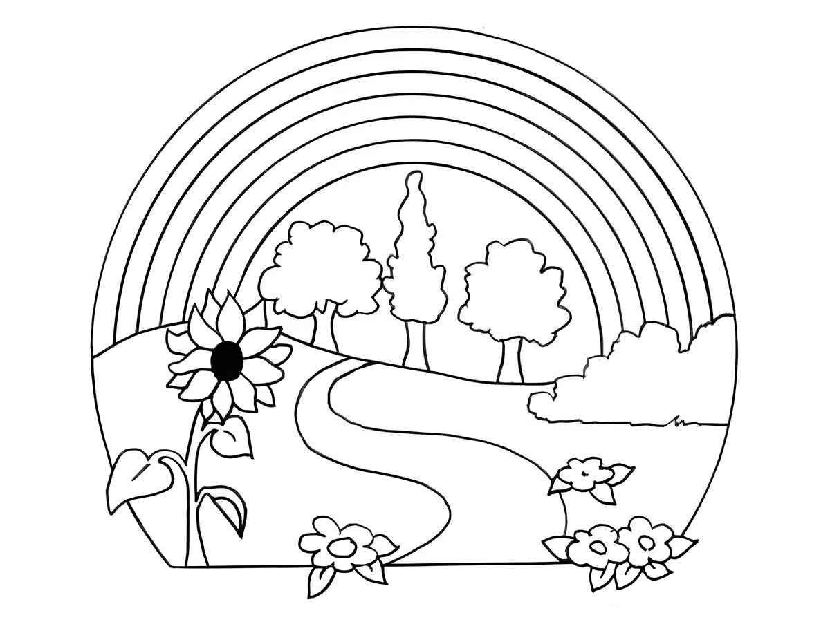 Printable rainbow coloring pages.