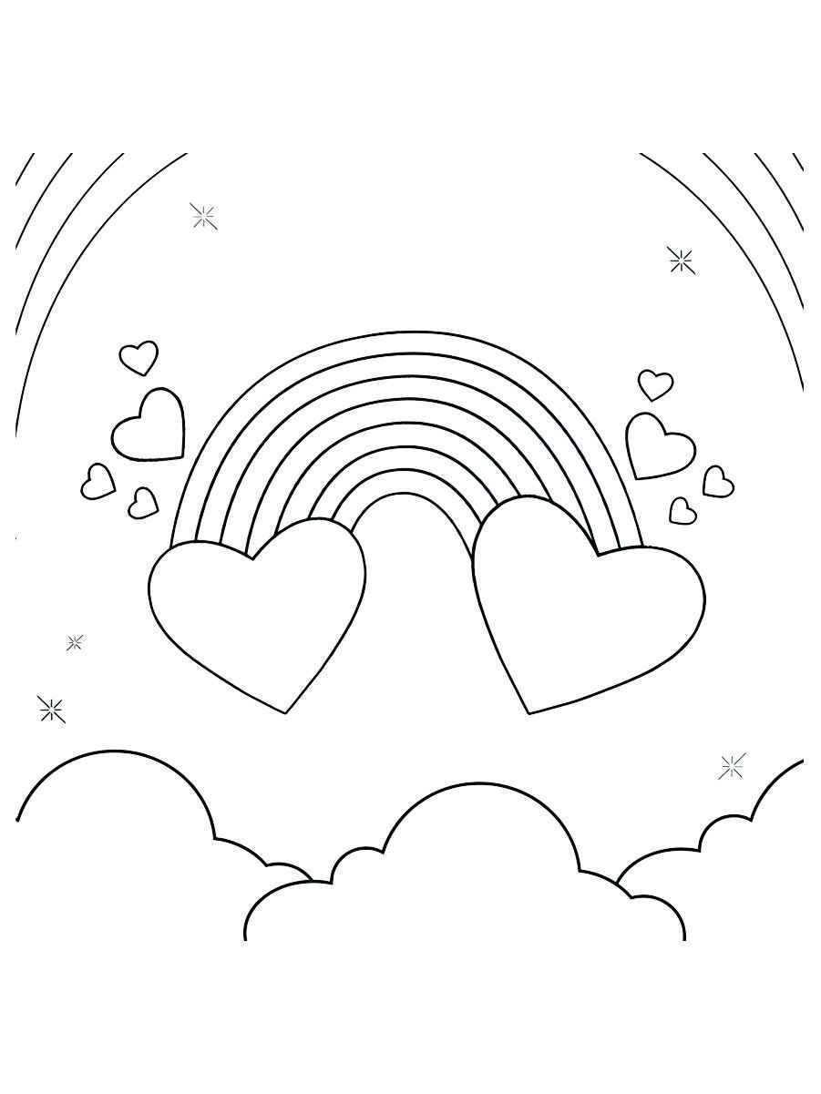 Printable rainbow heart coloring page