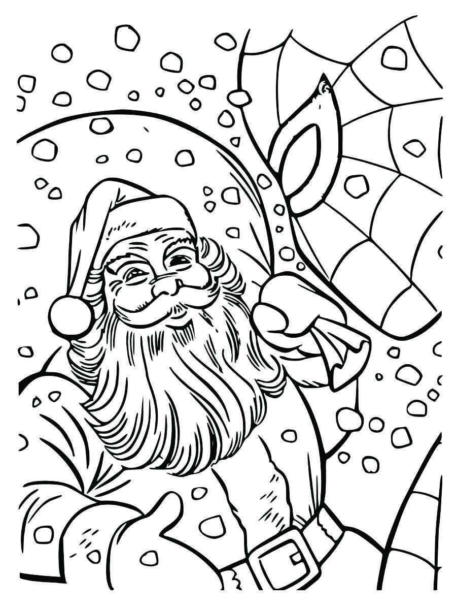 Coloring page of Santa Claus.