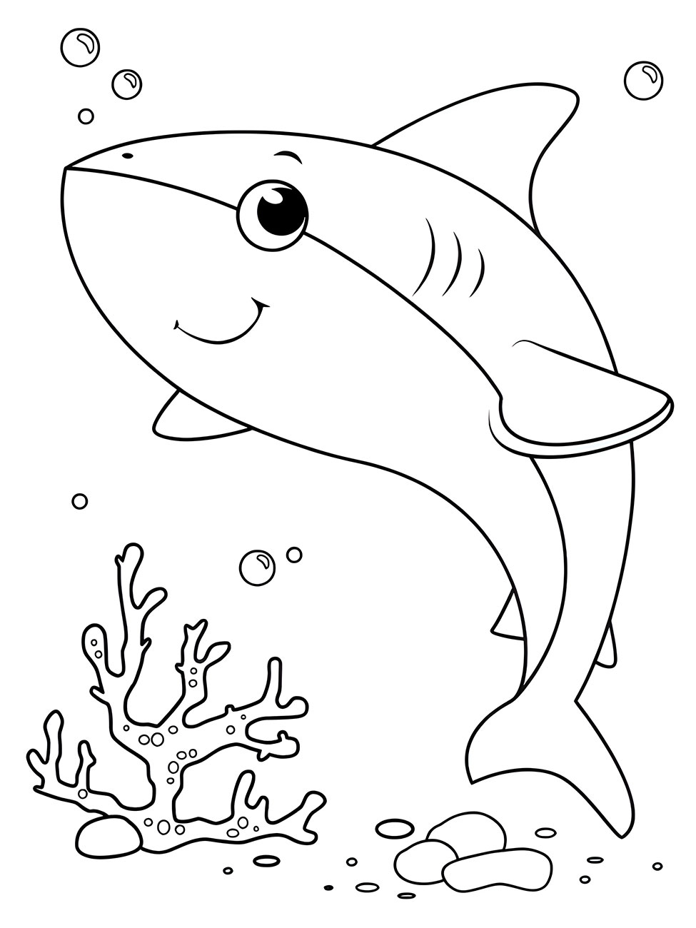 Printable Easy Shark Drawing for Coloring